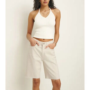 Reformation 'Raye' White Mid Rise Denim Jorts Size 29 - NWT